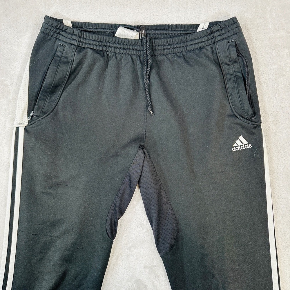 Adidas Track Pants Womens Large Climacool 3-Stripe Training Black Workout Run